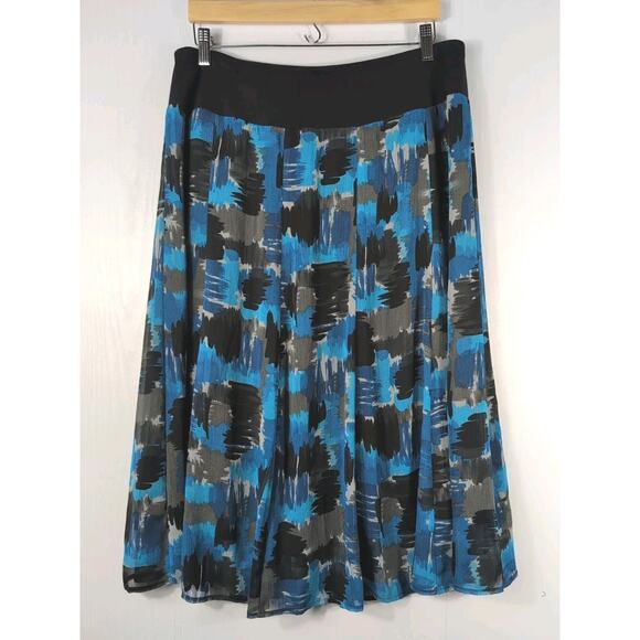 JM Collection Women’s Size 16 Blue Chiffon Midi Skirt Lined Flowy High Low Hem - Picture 1 of 8
